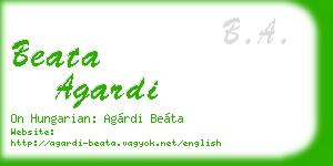 beata agardi business card